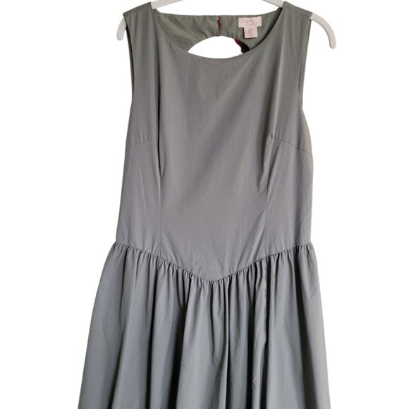 Camila Coelho Sage Green Midi Dress Bubble Hem Basque Waist Open Back Modern M - Picture 4 of 14